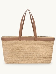 Apatchy Brown The Esme Raffia Tote Bag with Leather Trim - Image 3 of 5