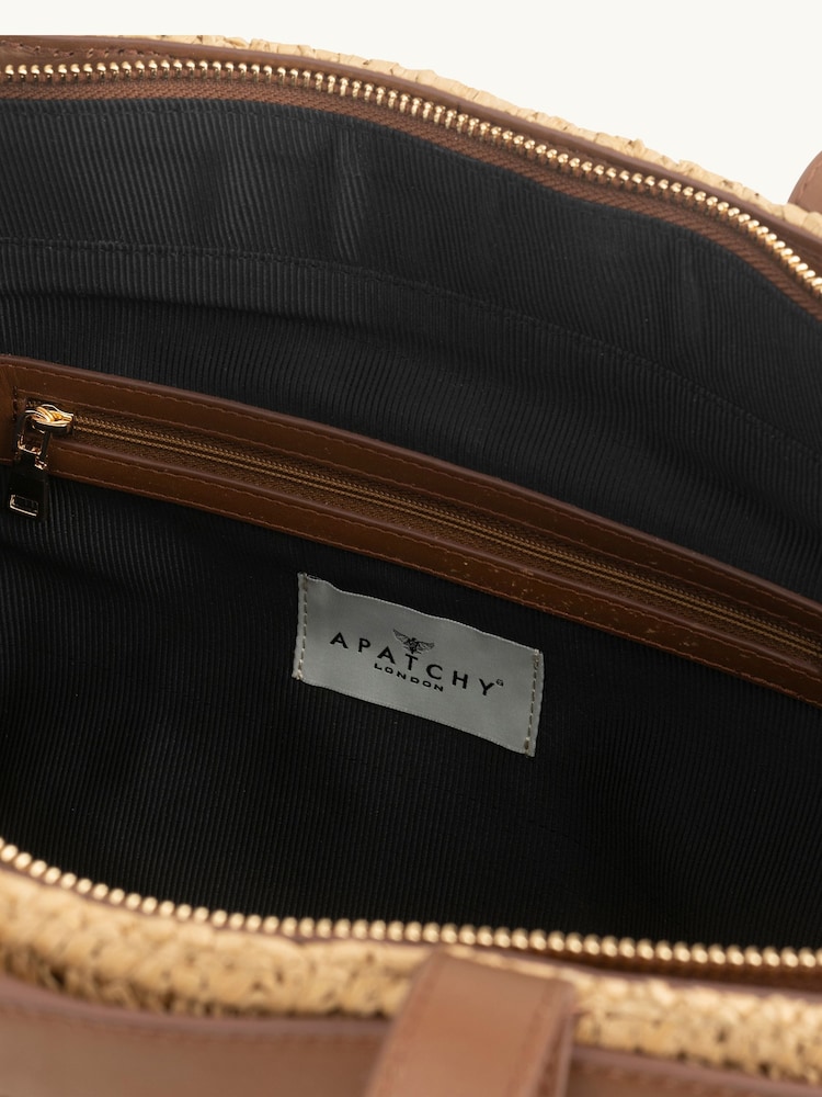 Apatchy Brown The Esme Raffia Tote Bag with Leather Trim - Image 5 of 5