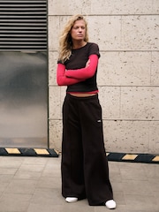 self. Chocolate Brown Wide Leg Joggers - Image 2 of 8