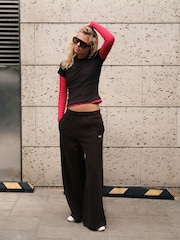 self. Chocolate Brown Wide Leg Joggers - Image 3 of 8