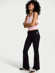 Victoria's Secret Black Cotton Foldover Flare Leggings - Image 1 of 2