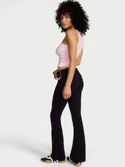 Victoria's Secret Black Cotton Foldover Flare Leggings - Image 2 of 2