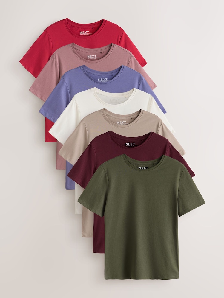 Multi Slimline Crew Neck T-Shirts 7 Pack - Image 1 of 10