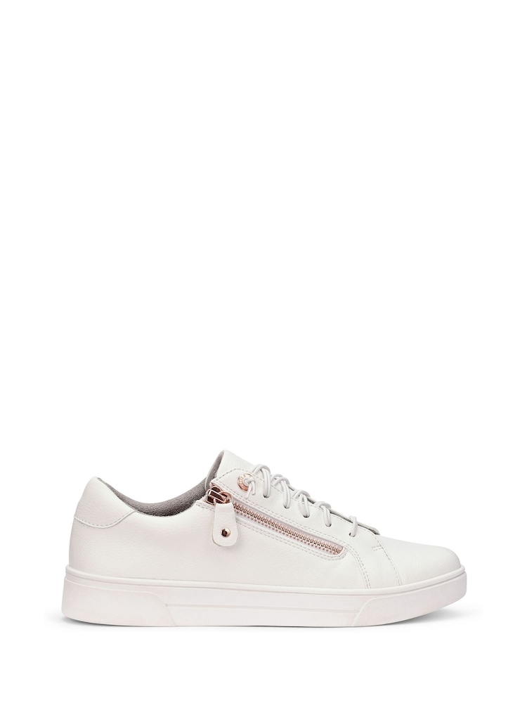 Hotter White Standard Fit Leonie Slip On Zip Cupsole Shoes - Image 1 of 4 Hotter White Standard Fit Leonie Slip On Zip Cupsole Shoes - Image 1 of 4