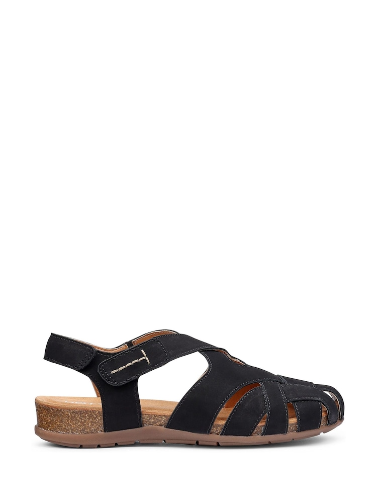Hotter Black Regular Fit Standard Fit Carpa Touch Fastening Casual Sandals - Image 1 of 4