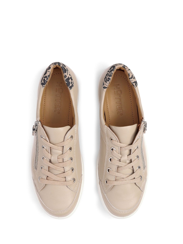 Hotter Natural Wide Fit Chase II Lace-Up/Zip Cupsole Shoes - Image 4 of 4