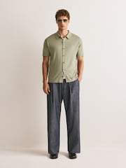 John Smedley Green Folke Button Through Knitted Shirt - Image 3 of 7