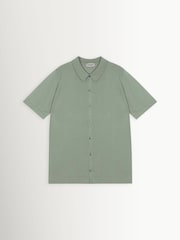 John Smedley Green Folke Button Through Knitted Shirt - Image 6 of 7
