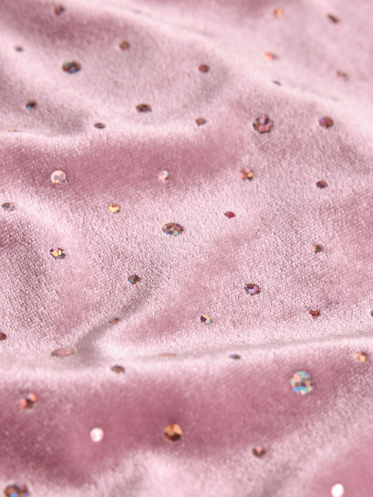 Pink Long Sleeve Velvet Sparkle Dress (3-16yrs) - Image 8 of 8