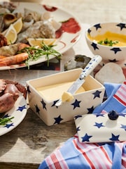 Emma Bridgewater Cream Small Blue Star Butter Dish - Image 1 of 4