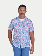 Raging Bull White Short Sleeve Maldives Floral Linen Revere Shirt - Image 1 of 4