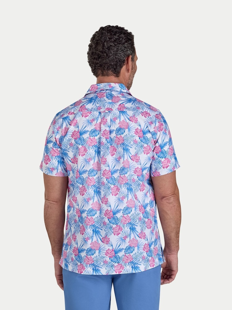 Raging Bull White Short Sleeve Maldives Floral Linen Revere Shirt - Image 2 of 4