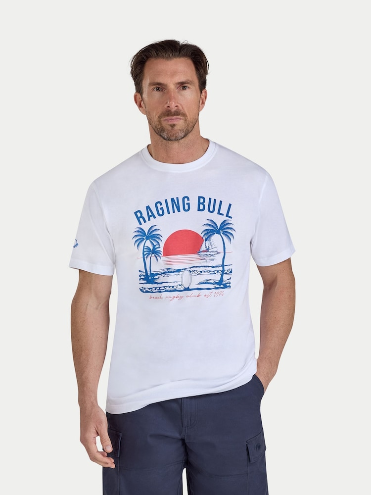 Raging Bull White Beach Rugby T-Shirt - Image 1 of 4