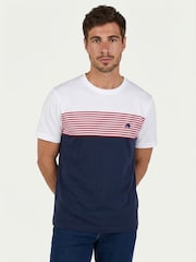 Raging Bull Blue Engineered Stripe T-Shirt - Image 1 of 4