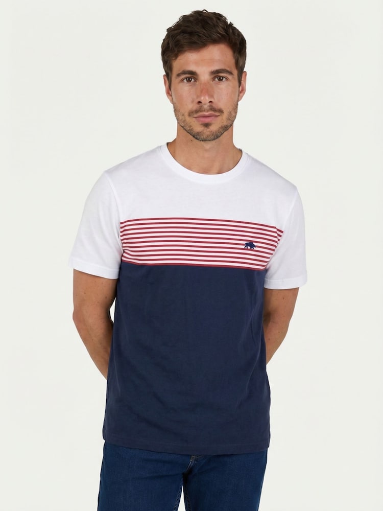 Raging Bull Blue Engineered Stripe T-Shirt - Image 1 of 4
