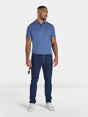 Raging Bull Blue Short Sleeve Knitted Polo Shirt - Imaginea 3 din 4