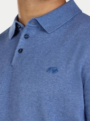 Raging Bull Blue Short Sleeve Knitted Polo Shirt - Imaginea 4 din 4