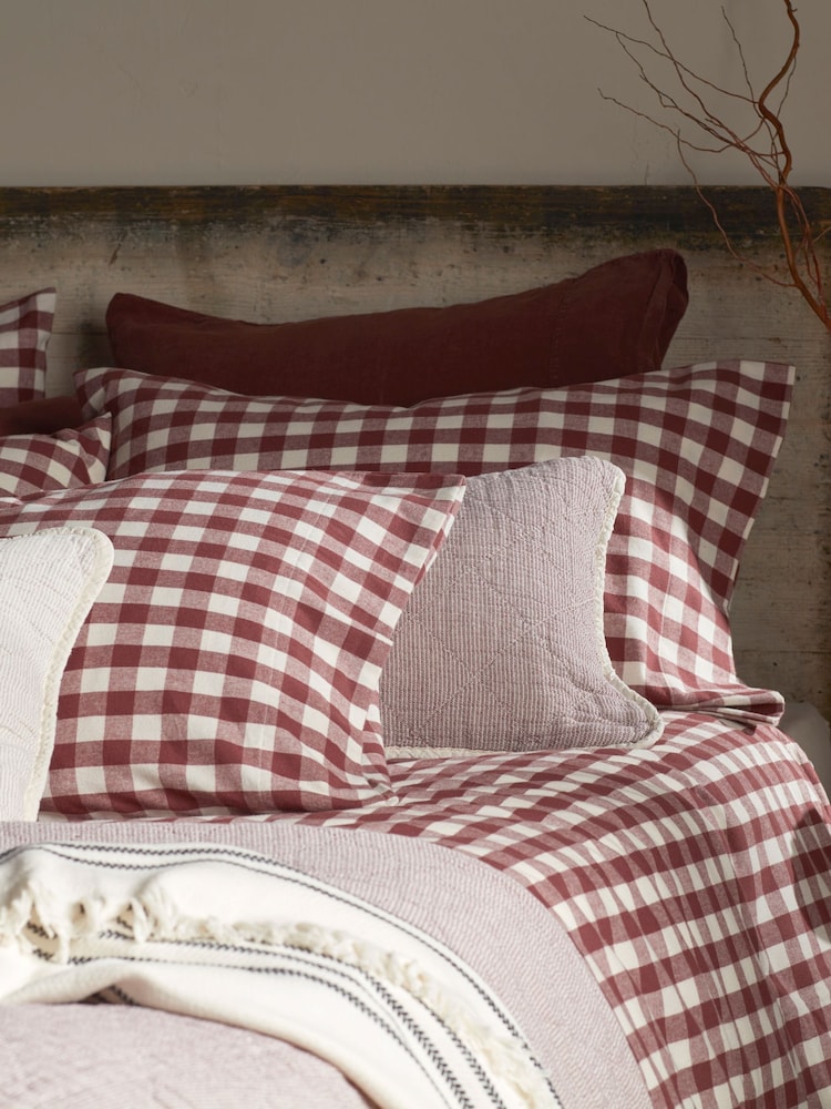 Secret Linen Store Conker Gilbert Gingham Brushed 100% Cotton Pillowcase - Image 1 of 6 Secret Linen Store Conker Gilbert Gingham Brushed 100% Cotton Pillowcase - Image 1 of 6