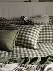 Secret Linen Store Olive Gilbert Gingham Brushed 100% Cotton Pillowcase - Image 1 of 6