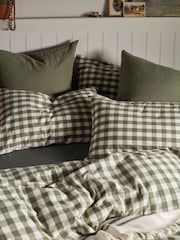 Secret Linen Store Olive Gilbert Gingham Brushed 100% Cotton Pillowcase - Image 4 of 6
