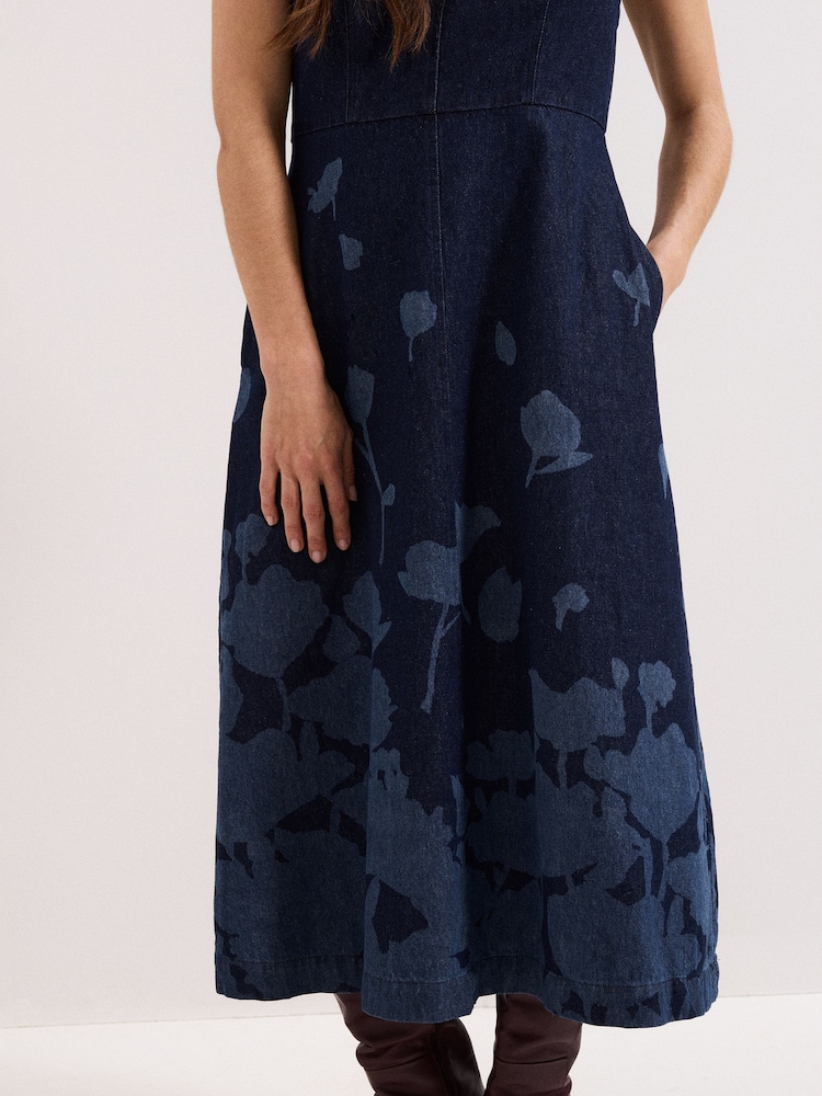 phase eight denim dress Phase Eight Aven Denim Midi Dress Blue Size 16