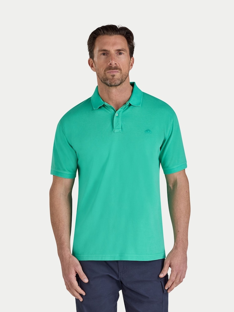 Raging Bull Green Garment Dyed Pique Polo Shirt - Image 1 of 4 Raging Bull Green Garment Dyed Pique Polo Shirt - Image 1 of 4