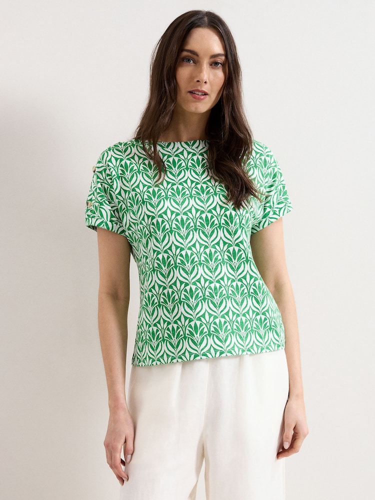 Phase Eight Green Suzie Printed Top - Image 1 of 6