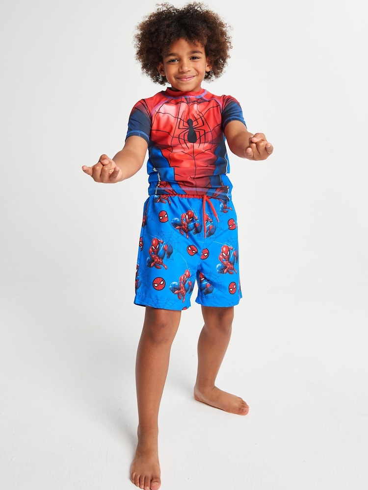 Brand Threads Blue Spiderman Sunsafe Suit - Image 1 of 6