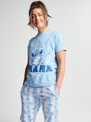Brand Threads Blue Lilo & Stitch long Leg Pyjamas Set - Image 1 of 6