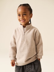 Вівсяний мергель - Soft Touch Half Zip Neck Sweat Top (3mths-7yrs) - Image 1 of 4