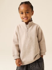 Вівсяний мергель - Soft Touch Half Zip Neck Sweat Top (3mths-7yrs) - Image 3 of 4