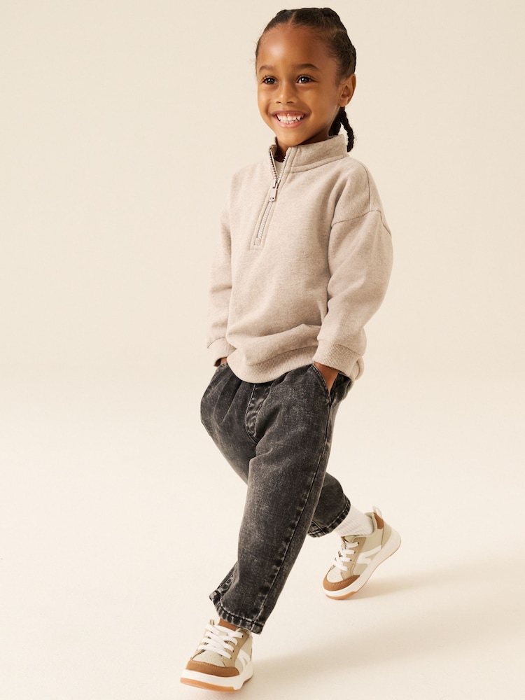 Вівсяний мергель - Soft Touch Half Zip Neck Sweat Top (3mths-7yrs) - Image 4 of 4