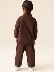 Chocolate Brown Soft Touch Half Zip Neck Sweat Top (3mths-7yrs) - Image 3 of 8