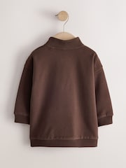Chocolate Brown Soft Touch Half Zip Neck Sweat Top (3mths-7yrs) - Image 6 of 8