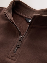 Chocolate Brown Soft Touch Half Zip Neck Sweat Top (3mths-7yrs) - Image 7 of 8