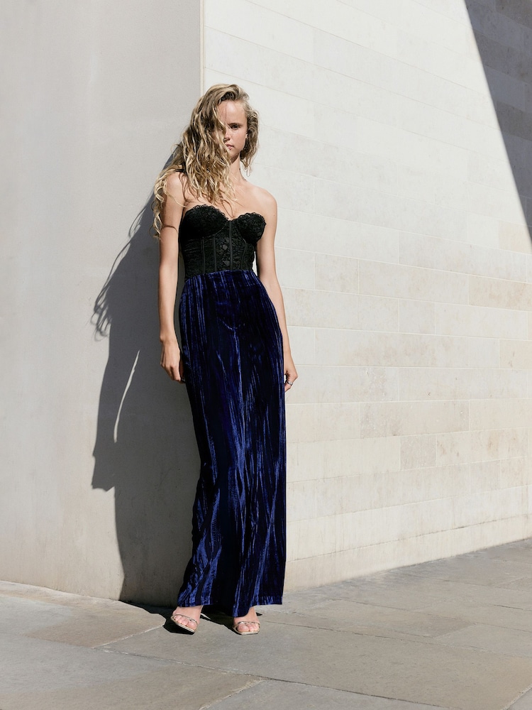 Cobalt Blue N.Premium Crinkle Velvet Wide Trousers - Image 2 of 4 Cobalt Blue N.Premium Crinkle Velvet Wide Trousers - Image 2 of 4