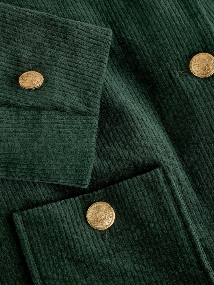 Green Corduroy Collarless Jacket - Image 8 of 8 Green Corduroy Collarless Jacket - Image 8 of 8