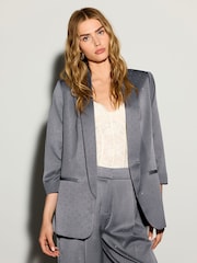 Grey Embellished Relaxed Satin Blazer - Image 1 of 8