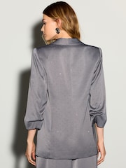 Grey Embellished Relaxed Satin Blazer - Image 4 of 8