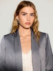 Grey Embellished Relaxed Satin Blazer - Image 5 of 8