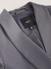 Grey Embellished Relaxed Satin Blazer - Image 7 of 8