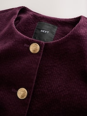 Burgundy Red Corduroy Collarless Jacket - Image 7 of 9