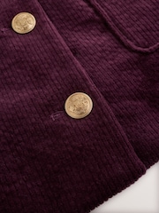 Burgundy Red Corduroy Collarless Jacket - Image 8 of 9