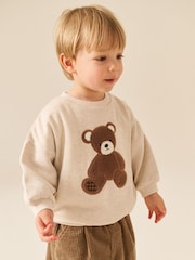 Ecru Bear Printed Crew Neck Sweat Top (3mths-7yrs) - Image 1 of 4