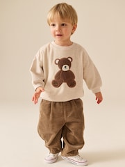 Ecru Bear Printed Crew Neck Sweat Top (3mths-7yrs) - Image 2 of 4