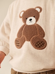 Ecru Bear Printed Crew Neck Sweat Top (3mths-7yrs) - Image 4 of 4