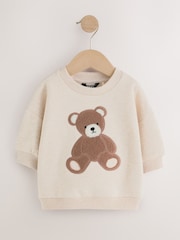 Ecru Bear Printed Crew Neck Sweat Top (3mths-7yrs) - Image 5 of 9