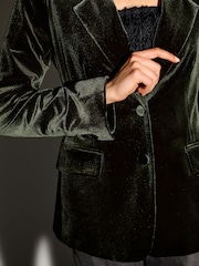 Green Velvet Single Breasted Blazer - Image 12 of 12
