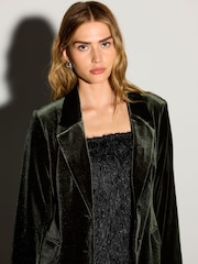 Green Velvet Single Breasted Blazer - Image 2 of 12