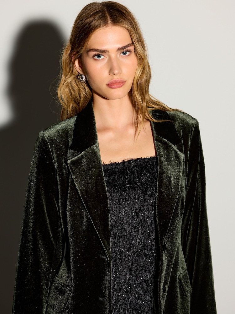 Green Velvet Single Breasted Blazer - Image 2 of 12